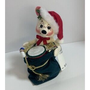NWT AnnaLee Christmas White  8" Toy Bag Bear Holding Presents Collectible No Box